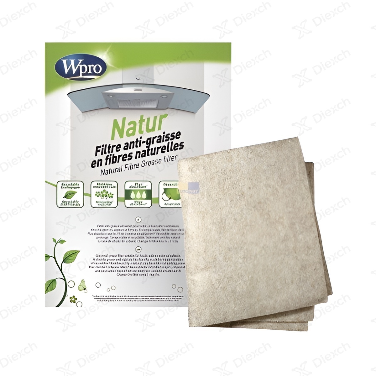 Immagine di filtro antigrasso in lana 570x470mm per estrattore di fumo Bauknecht, Ignis e Ikea 484000000834
